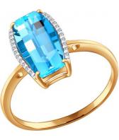 Золотое кольцо SOKOLOV 713115_s с топазом, фианитами