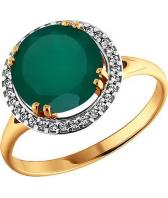 Золотое кольцо SOKOLOV 713292_s с фианитами, хризопразом