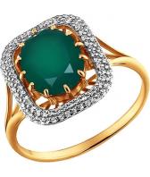 Золотое кольцо SOKOLOV 713300_s с фианитами, хризопразом
