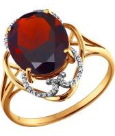 Золотое кольцо SOKOLOV 713384_s с гранатом, фианитами