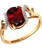 Золотое кольцо SOKOLOV 713412_s с гранатом, фианитами