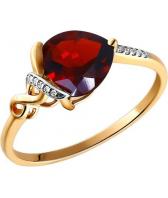Золотое кольцо SOKOLOV 713458_s с гранатом, фианитами
