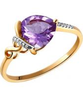 Золотое кольцо SOKOLOV 713460_s с аметистом, фианитами