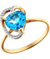 Золотое кольцо SOKOLOV 713478_s с топазом, фианитом