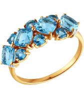 Золотое кольцо SOKOLOV 713521_s с топазами, фианитами