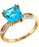 Золотое кольцо SOKOLOV 713586_s с топазом, фианитами