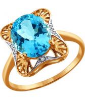 Золотое кольцо SOKOLOV 713640_s с топазом, фианитами