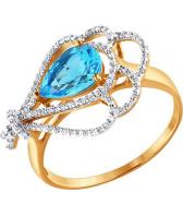 Золотое кольцо SOKOLOV 713649_s с топазом, фианитом