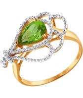Золотое кольцо SOKOLOV 713652_s с хризолитом, фианитом