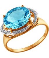Золотое кольцо SOKOLOV 713661_s с топазом, фианитами