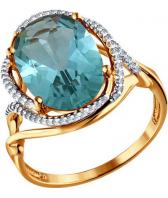 Золотой перстень SOKOLOV 713752_s с кварцем, фианитами