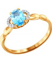 Золотое кольцо SOKOLOV 713819_s с топазом, фианитами