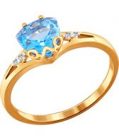Золотое кольцо SOKOLOV 713824_s с топазом, фианитами