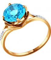 Золотое кольцо SOKOLOV 713863_s с топазом, фианитами