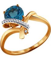 Золотое кольцо SOKOLOV 713913_s с топазом, фианитами