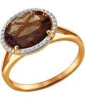 Золотой перстень SOKOLOV 713926_s с раухтопазом, фианитами