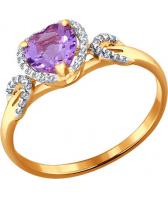 Золотое кольцо SOKOLOV 714002_s с аметистом, фианитами