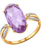 Золотое кольцо SOKOLOV 714038_s с аметистом, фианитами