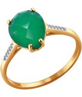 Золотое кольцо SOKOLOV 714045_s с хризопразом, фианитами