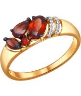 Золотое кольцо SOKOLOV 714047_s с гранатами, фианитами