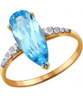 Золотой перстень SOKOLOV 714086_s с топазом, фианитами