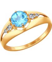 Золотое кольцо SOKOLOV 714438_s с топазом, фианитами