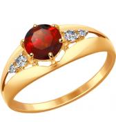 Золотое кольцо SOKOLOV 714440_s с гранатом, фианитами