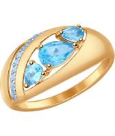 Золотое кольцо SOKOLOV 714538_s с топазами, фианитами