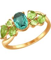 Золотое кольцо SOKOLOV 714552_s с кварцем, хризолитами