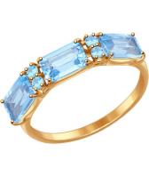 Золотое кольцо SOKOLOV 714557_s с топазами, фианитами