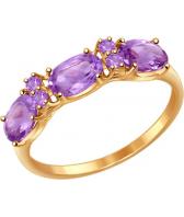 Золотое кольцо SOKOLOV 714566_s с аметистами