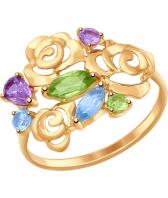 Золотое кольцо SOKOLOV 714598_s с аметистами, хризолитами, топазами