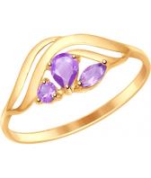 Золотое кольцо SOKOLOV 714618_s с аметистами