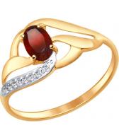 Золотое кольцо SOKOLOV 714647_s с гранатом, фианитами