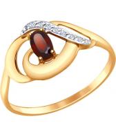 Золотое кольцо SOKOLOV 714651_s с гранатом, фианитами