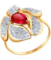 Золотое кольцо SOKOLOV 714710_s с корундом, фианитами