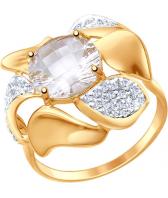 Женское золотое кольцо SOKOLOV 714713_s с горным хрусталем, фианитами