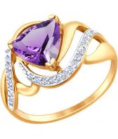 Золотое кольцо SOKOLOV 714724_s с аметистом, фианитами