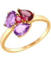 Золотое кольцо SOKOLOV 714817_s с аметистами, родолитами