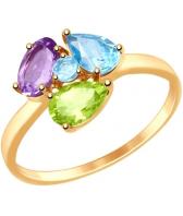 Золотое кольцо SOKOLOV 714818_s с топазами, аметистом, хризолитом