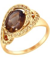 Женский золотой перстень SOKOLOV 714826_s с раухтопазом, фианитами