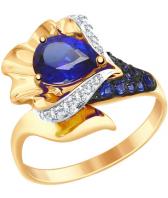 Золотое кольцо SOKOLOV 714828_s с корундом, фианитами