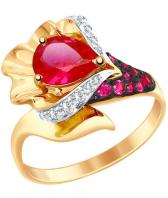 Золотое кольцо SOKOLOV 714829_s с корундами, фианитами
