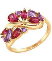 Золотое кольцо SOKOLOV 714845_s с аметистами, родолитами