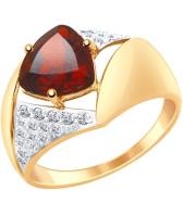 Золотое кольцо SOKOLOV 714886_s с гранатом, фианитами