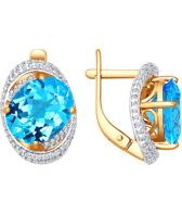 Золотые серьги SOKOLOV 722978_s с топазами, фианитами