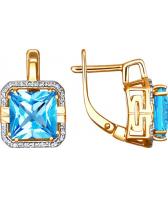 Золотые серьги SOKOLOV 723386_s с топазами, фианитами