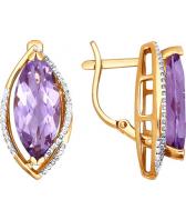 Золотые серьги SOKOLOV 723542_s с аметистами, фианитами