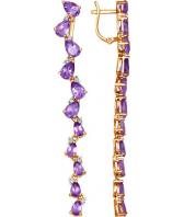 Золотые длинные серьги SOKOLOV 723587_s с аметистами, фианитами