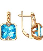 Золотые серьги SOKOLOV 723612_s с топазами, фианитами